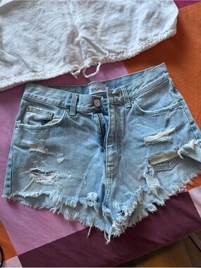 Light Blue Distressed Denim Women’s Shorts